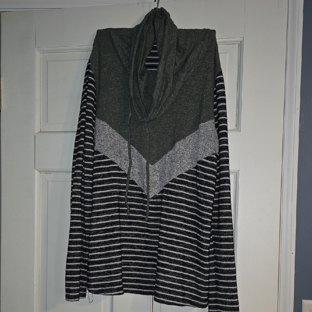 Striped Gray and Black Women's Sweater